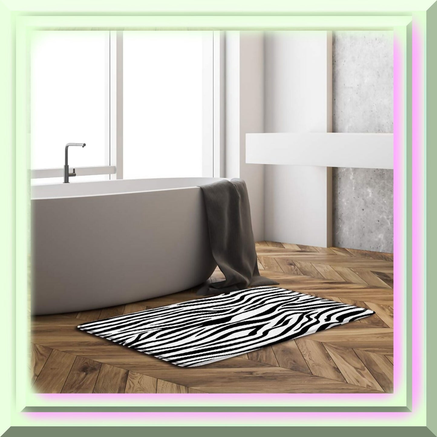 Zebra Print Bath Mat 17.8x29.5 Inch