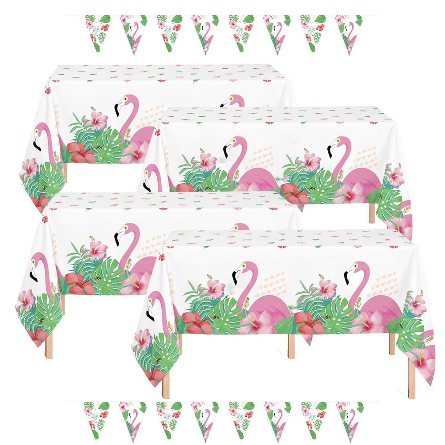 4 Pack Flamingo Table Cover and Banner for Parties