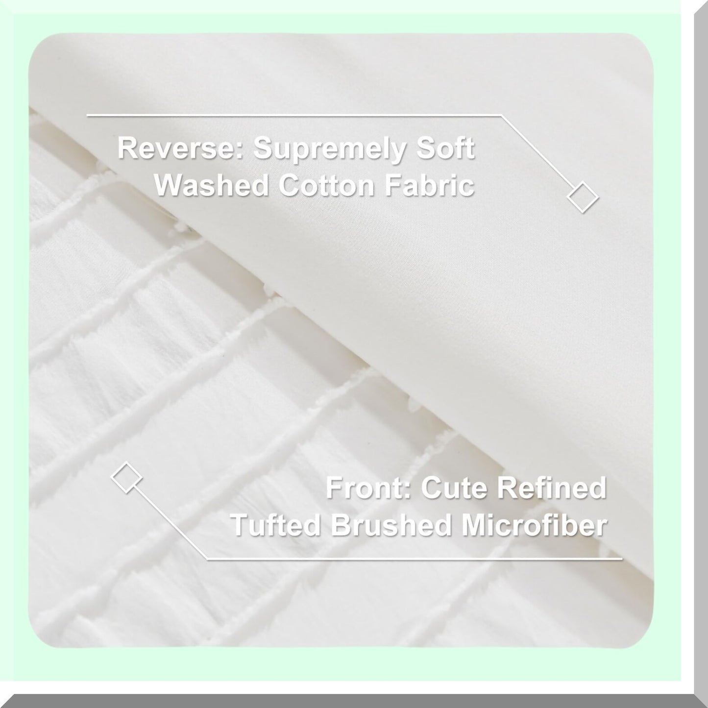 Boho Chic Tufted Comforter Set - White Striped Bedding for All Seasons - Soft Lightweight Comforter with 2 Pillowcases - 104x90 - Shabby Chic