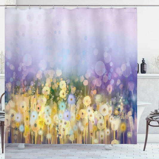 Flower Shower Curtain, Chamomile Dandelion Meadow, 69" x 84"