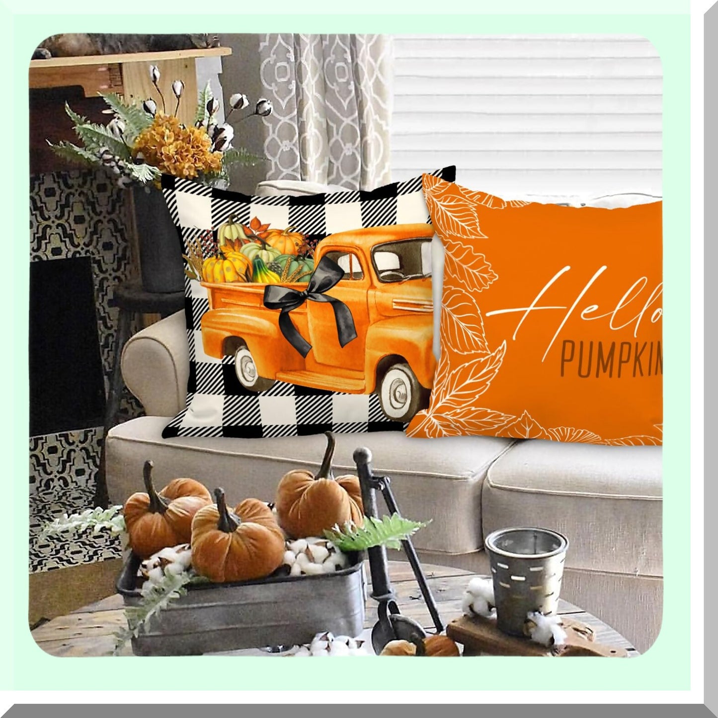 Autumn Harvest Decorative Pillow Cover Set - Fall Pumpkin Gnome Holiday Cushion Case for Home Sofa Decoration - Thanksgiving Throw Pillowcase 18x18 White