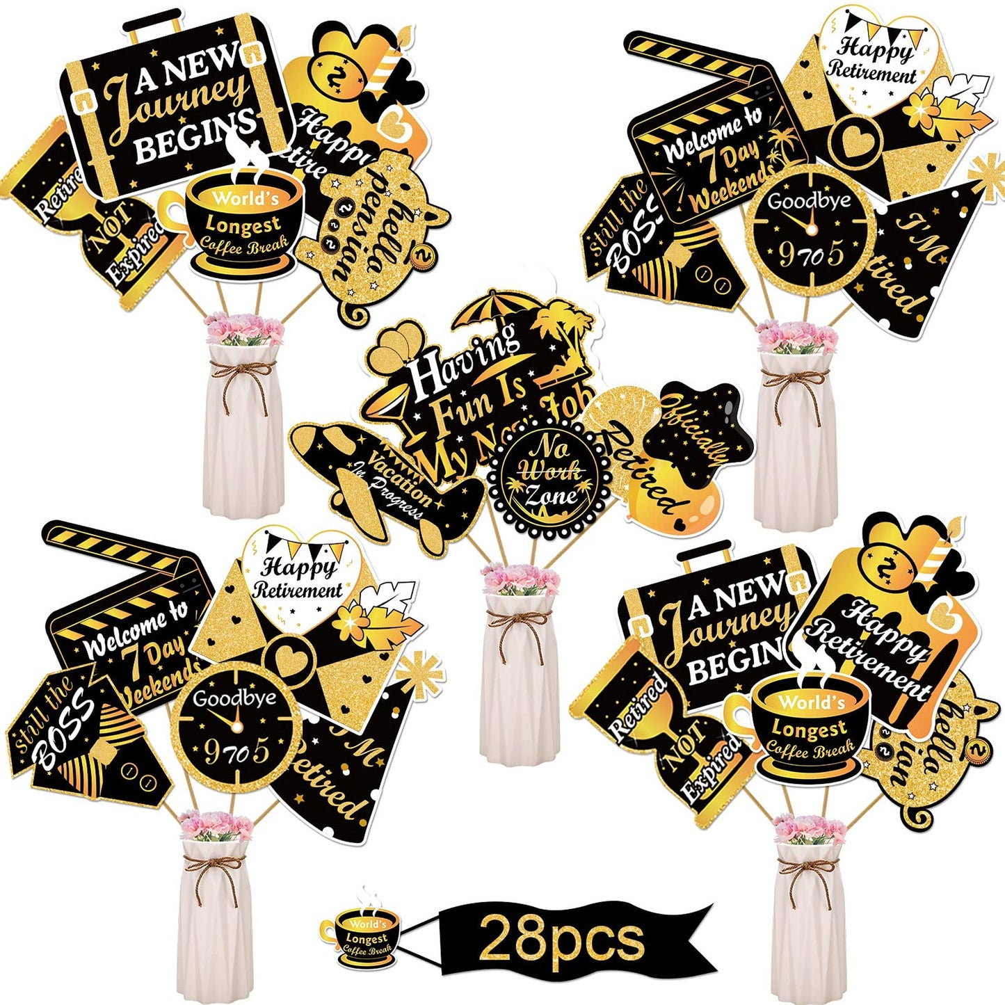Gold Retirement Party Decorations and Centerpieces for Celebrations