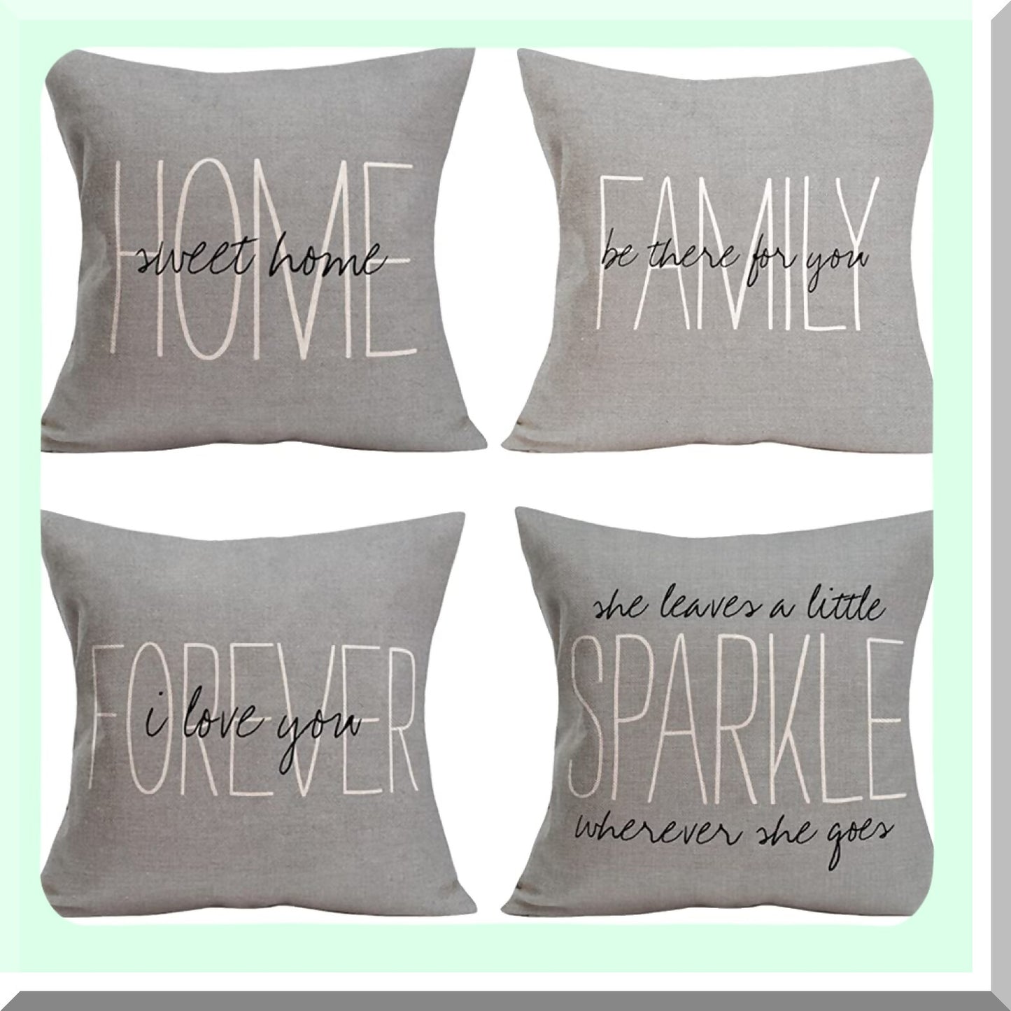 WarmQuote Farmhouse Pillow Cover Set - 4Pack 22X22 Inch Inspirational Cotton Linen Sofa Decorative Cushion Case - Home Sweet Home Theme