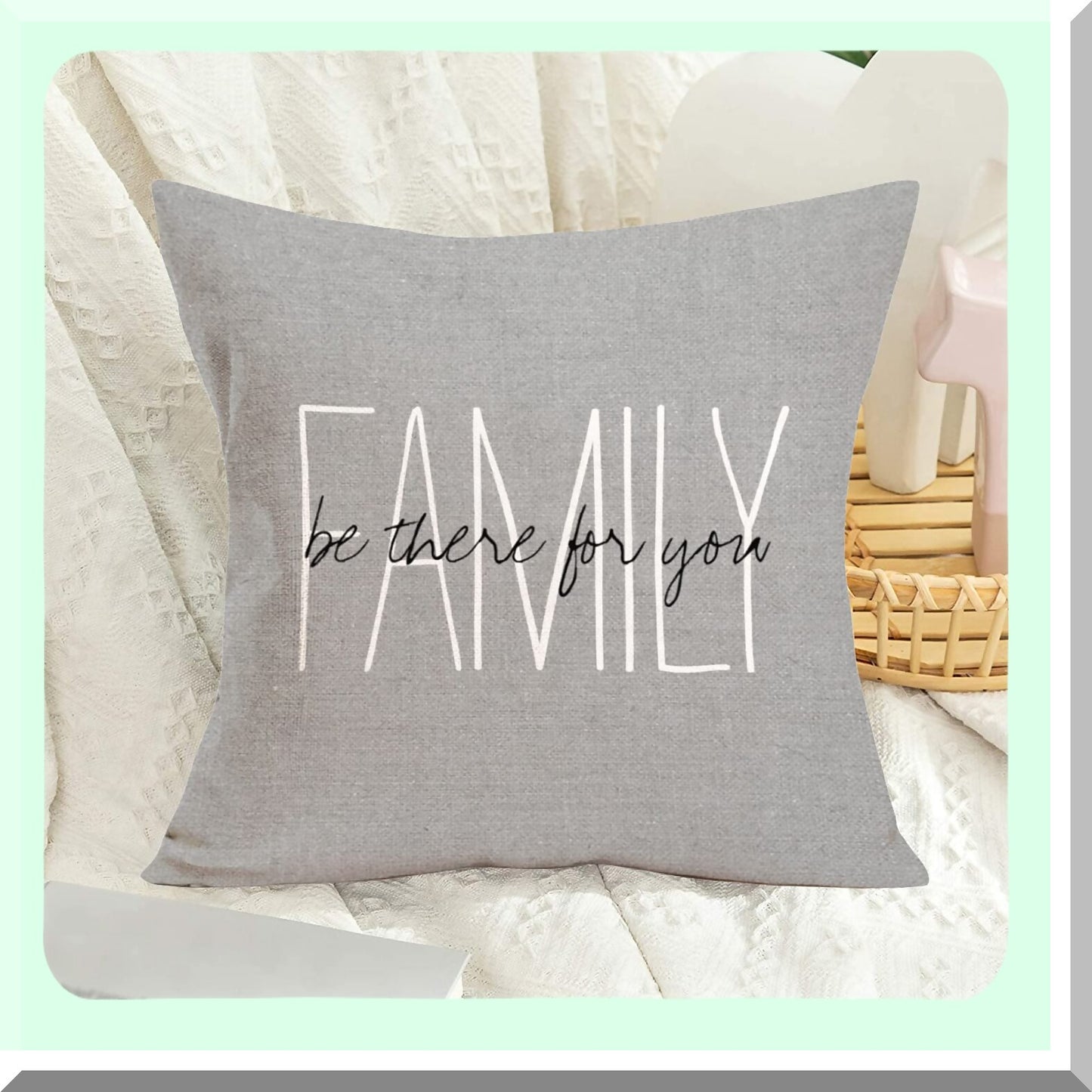 WarmQuote Farmhouse Pillow Cover Set - 4Pack 22X22 Inch Inspirational Cotton Linen Sofa Decorative Cushion Case - Home Sweet Home Theme