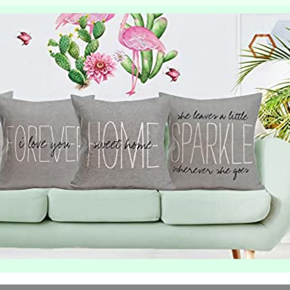 WarmQuote Farmhouse Pillow Cover Set - 4Pack 22X22 Inch Inspirational Cotton Linen Sofa Decorative Cushion Case - Home Sweet Home Theme