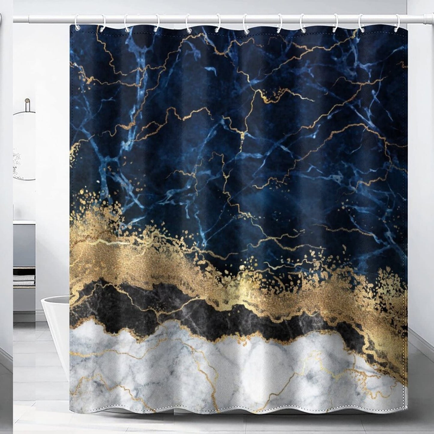 Navy Marble Shower Curtain 72x72 inches