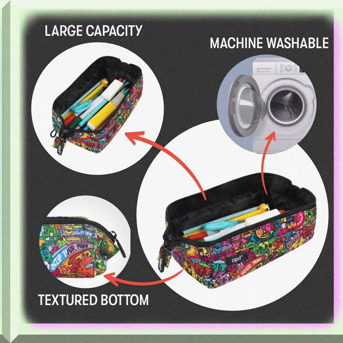 Large Capacity Pencil Case for School, College, Office