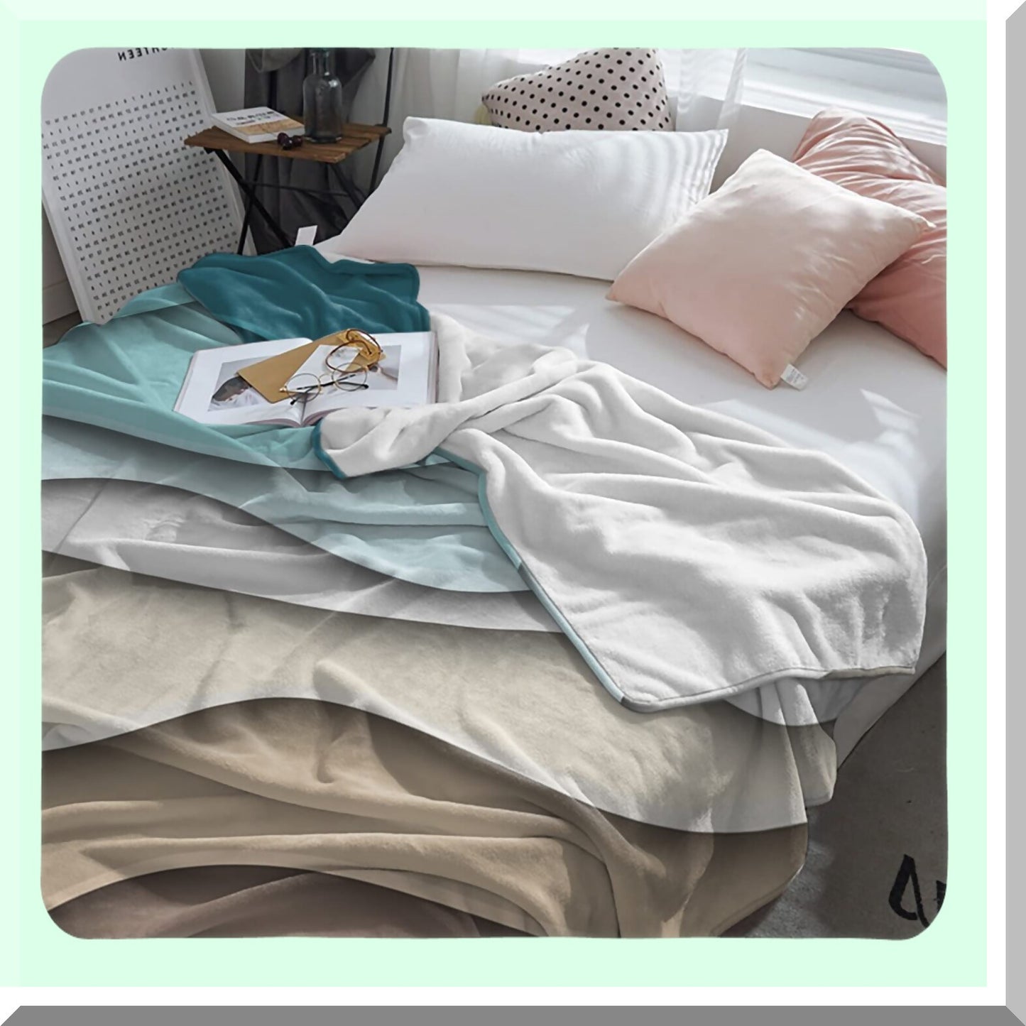 OceanWave Geometric Teal Throw Blanket - Super Soft Fleece, Lightweight & Cozy for Bed, Couch, Car - Modern Blue & Brown Abstract Design, All-Season Warmth, 40" x 50"