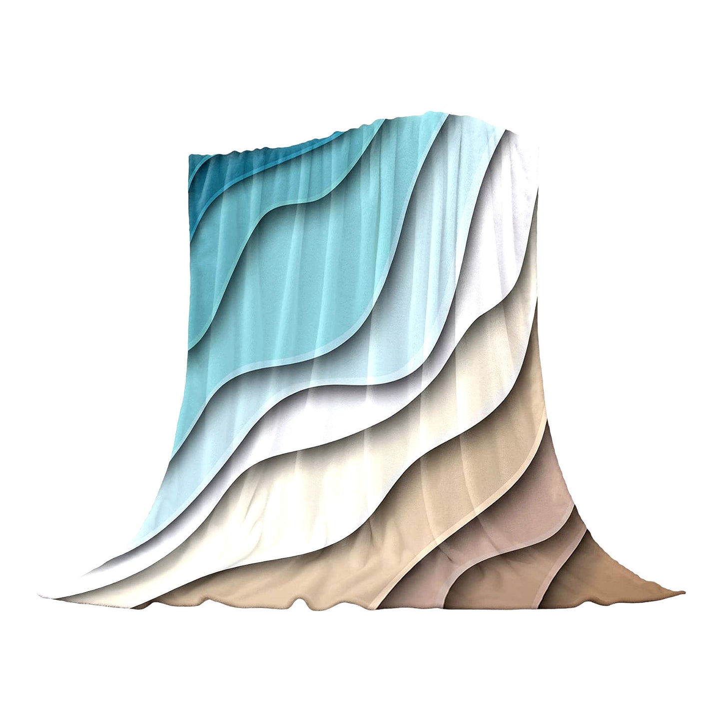 OceanWave Geometric Teal Throw Blanket - Super Soft Fleece, Lightweight & Cozy for Bed, Couch, Car - Modern Blue & Brown Abstract Design, All-Season Warmth, 40" x 50"
