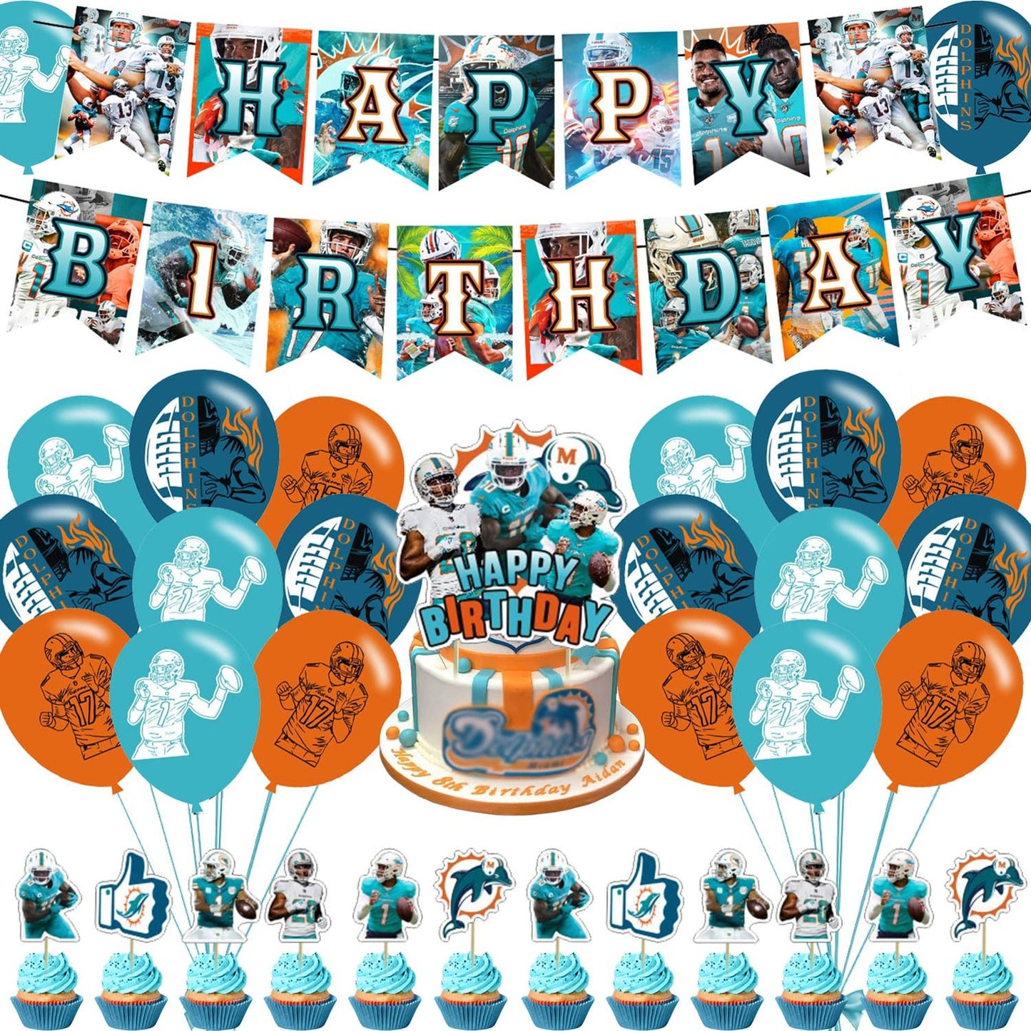 Dolphins Celebration Kit - Banner, Cake Topper, Cupcake Toppers, Balloons - Perfect for Dolphin Themed Birthday Parties and Events!