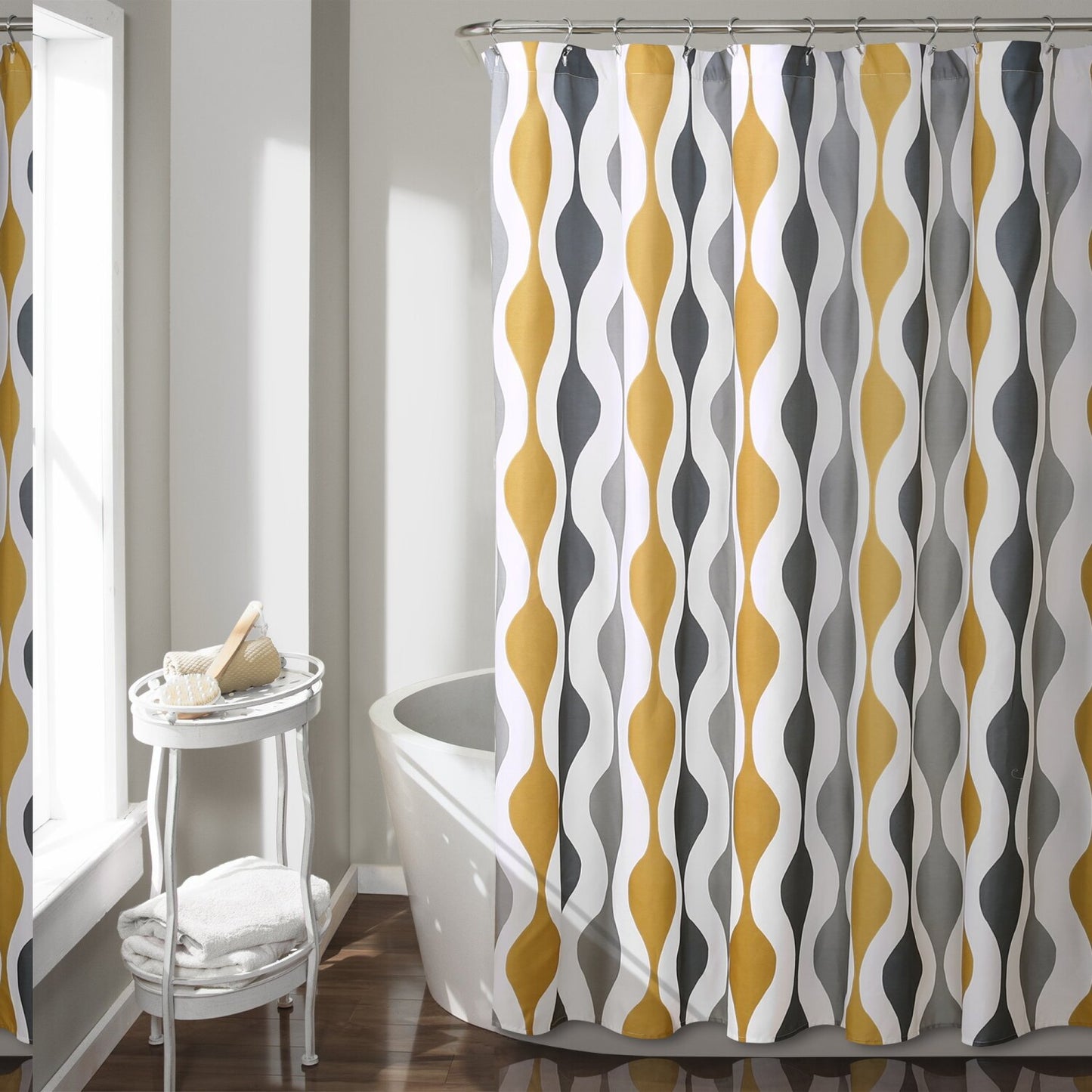 Mid Century Geo Shower Curtain 72"x72" Gray Gold