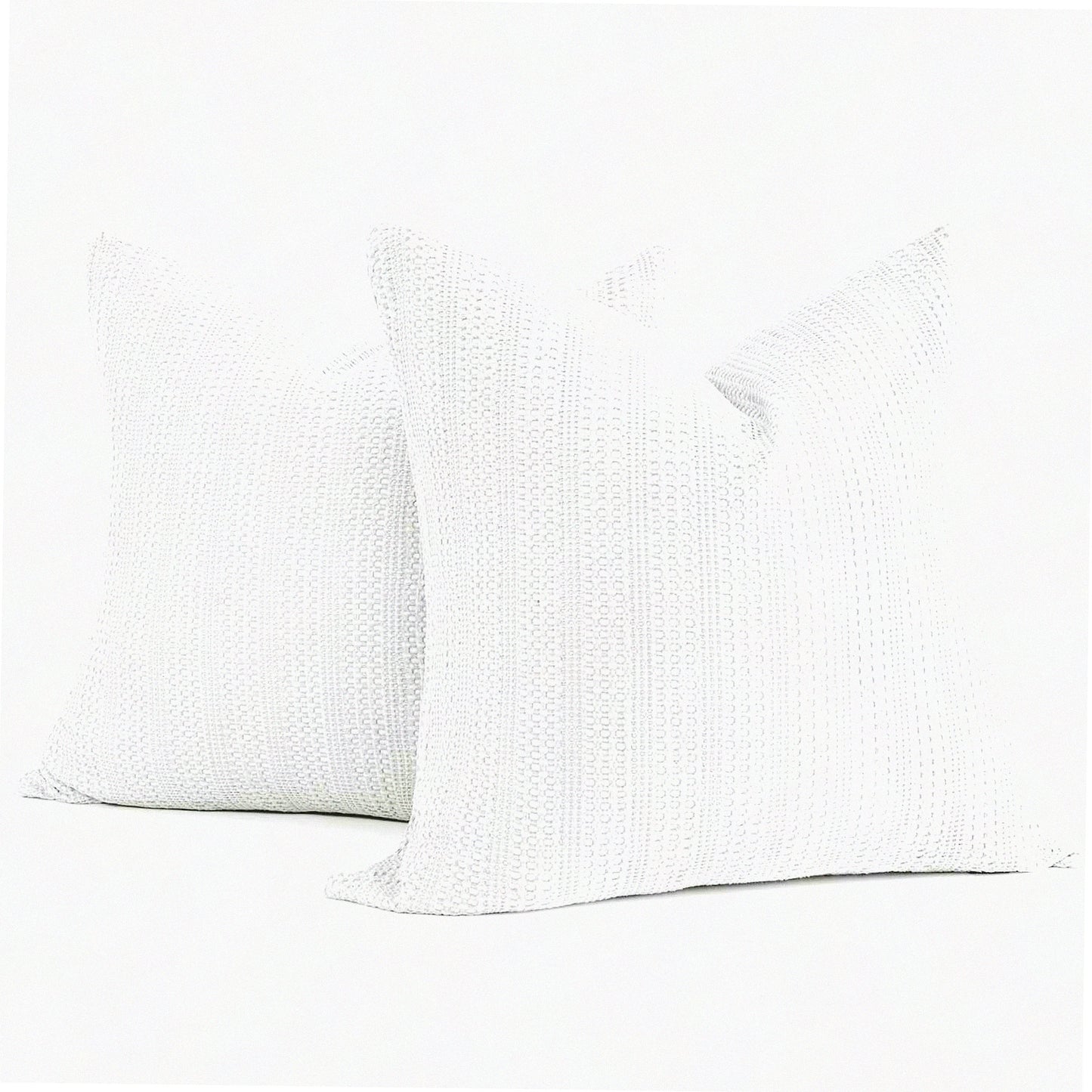 Boho Chic Cotton Pillowcase Set - White Euro Shams 26x26 - Decorative Throw Pillow Covers for Couch & Bed - Large Square Cushion Covers Set of 2