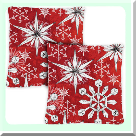 Winter Wonderland Snowflake Pillow Covers Set of 2 18x18