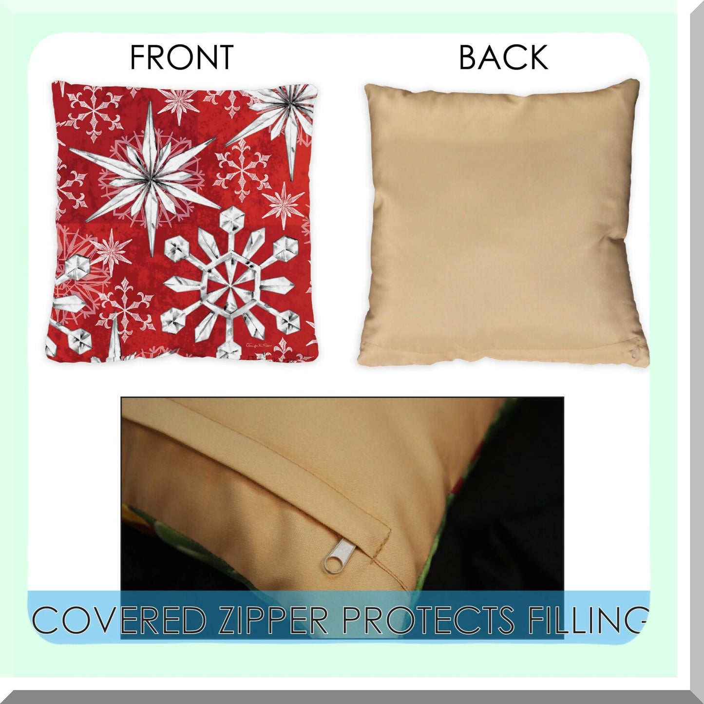 Winter Wonderland Snowflake Pillow Covers - Set of 2 18x18 Inch Outdoor & Indoor Decorative Throw Pillows - Snowflake Salutations Square Decor