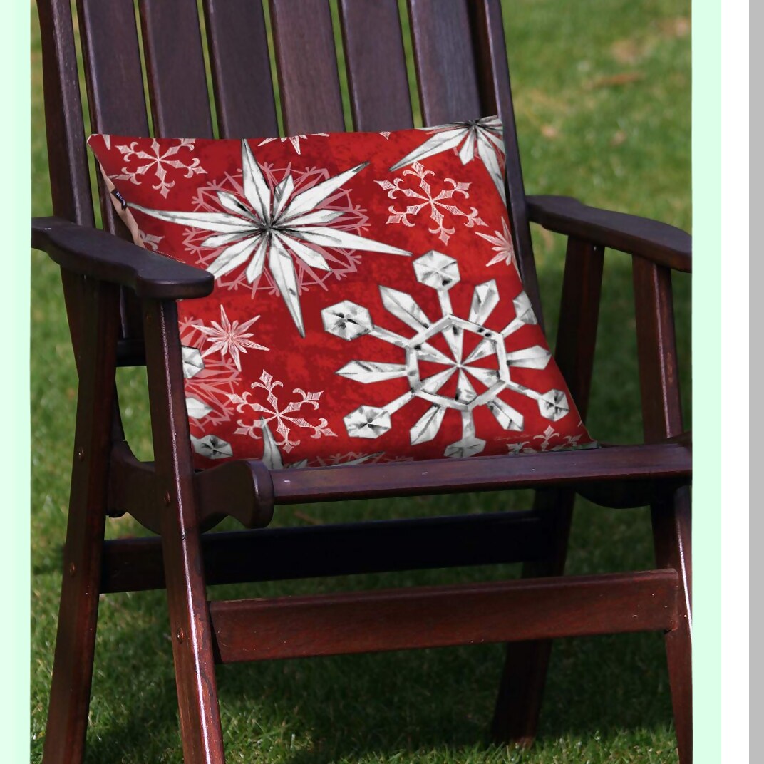 Winter Wonderland Snowflake Pillow Covers - Set of 2 18x18 Inch Outdoor & Indoor Decorative Throw Pillows - Snowflake Salutations Square Decor