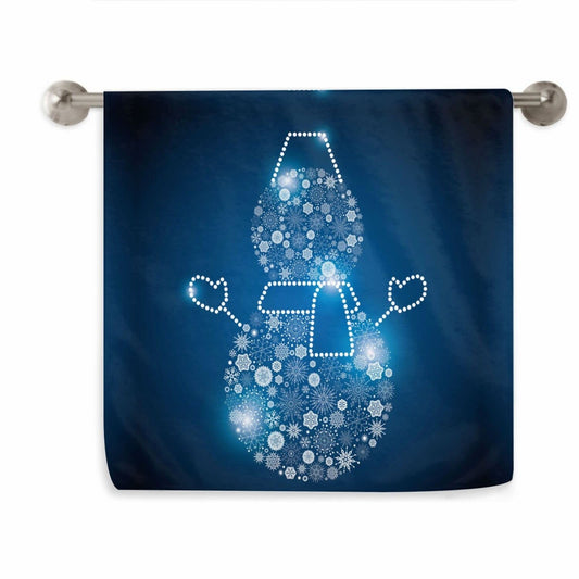 Snowman Shining Snowflakes Microfiber Dish Towel 16x28