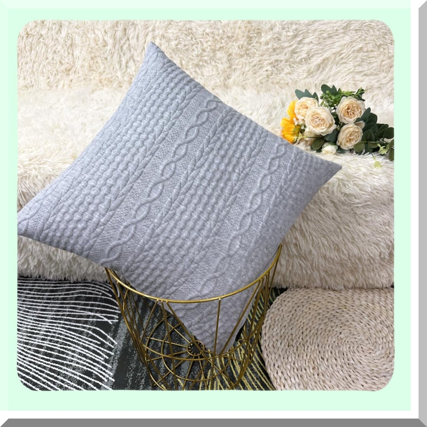 Elegant Grey Embossed Pillow Covers - Set of 2 Modern Farmhouse Cushion Cases for Sofa Bed Car Chair - Soft Gray Throw Pillowcases 18x18 inch
