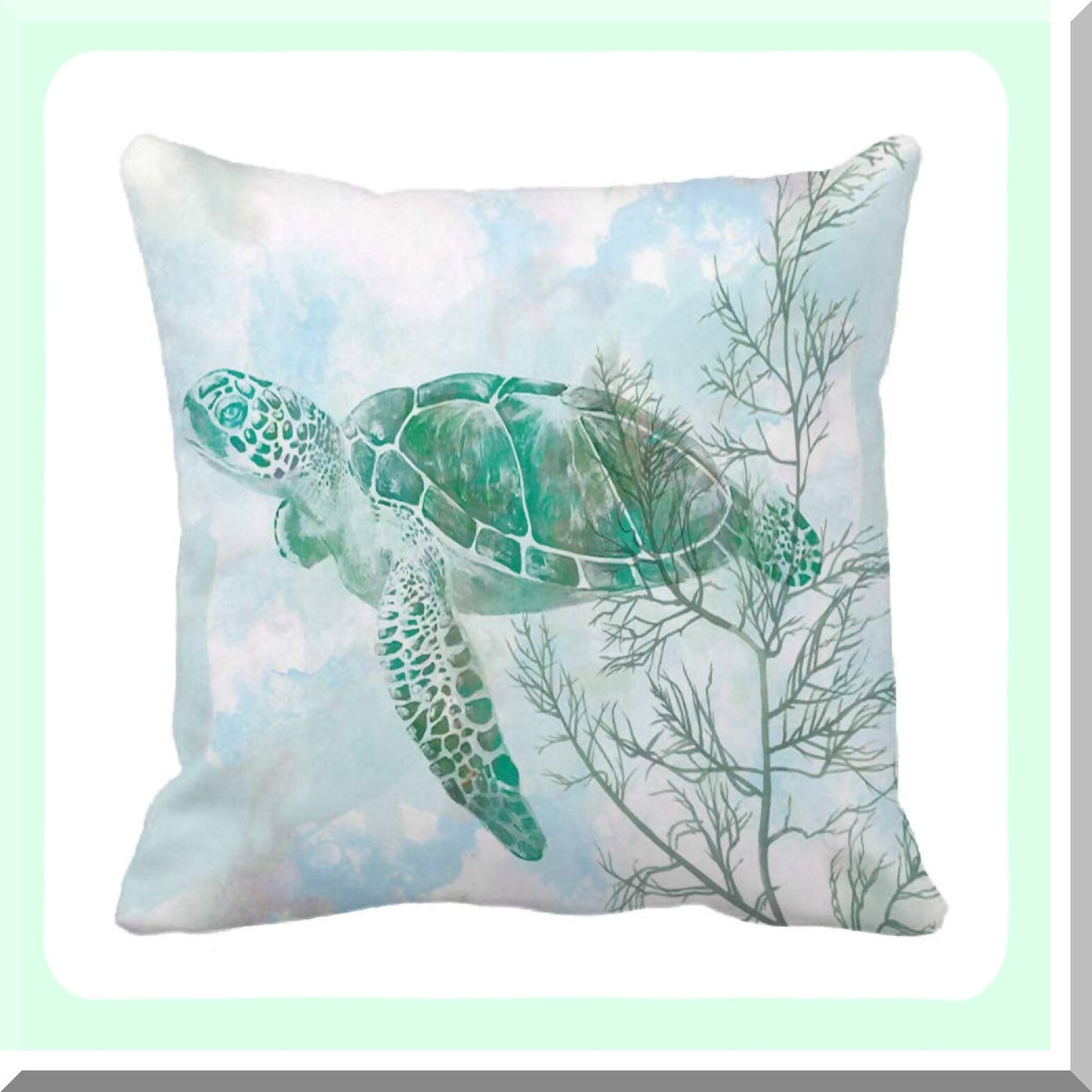 Ocean Turtle Seas Marine Animal Watercolor Pillowcase Set - Super Soft Decorative Cushion Cover for Home Sofa Bed, Coastal Pillow Covers 18"X18" (Set of 4)