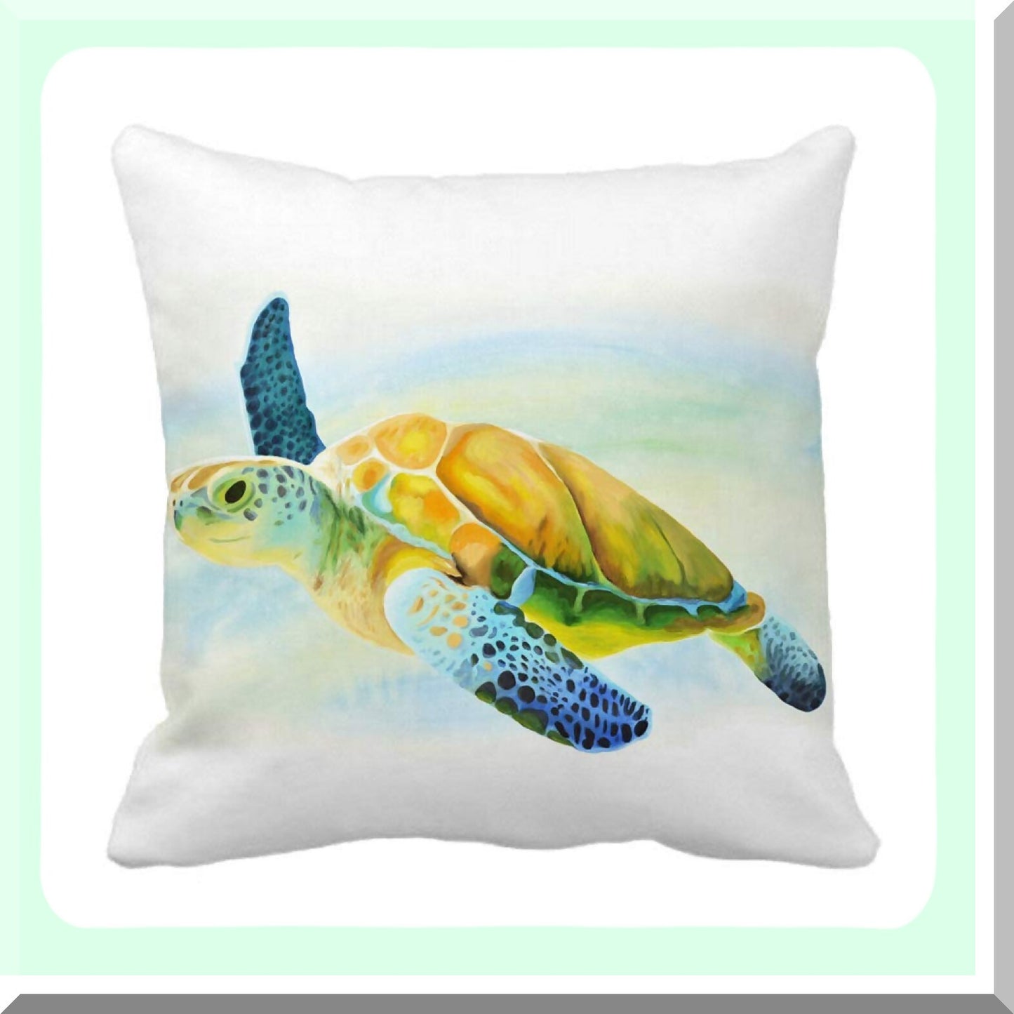 Ocean Turtle Seas Marine Animal Watercolor Pillowcase Set - Super Soft Decorative Cushion Cover for Home Sofa Bed, Coastal Pillow Covers 18"X18" (Set of 4)