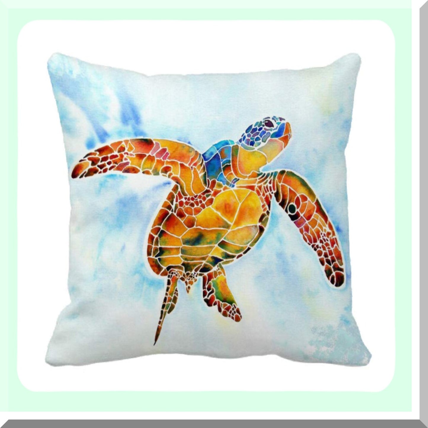 Ocean Turtle Seas Marine Animal Watercolor Pillowcase Set - Super Soft Decorative Cushion Cover for Home Sofa Bed, Coastal Pillow Covers 18"X18" (Set of 4)
