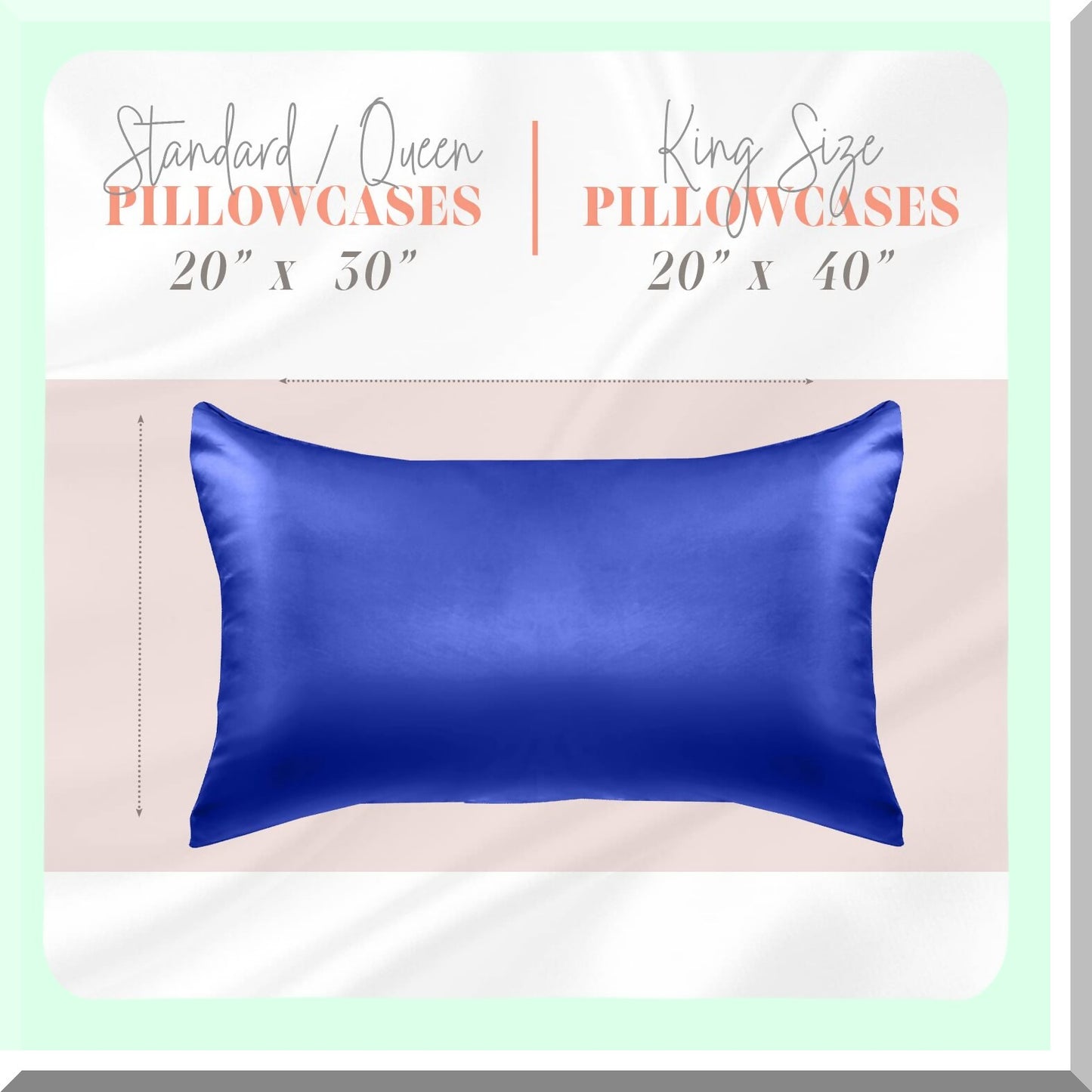 Royal Blue SilkDream Pillowcase Set - Hidden Zipper Closure, Luxurious & Silky, 2-Piece Standard/Queen Size for Healthier Hair, Beautifully Packaged