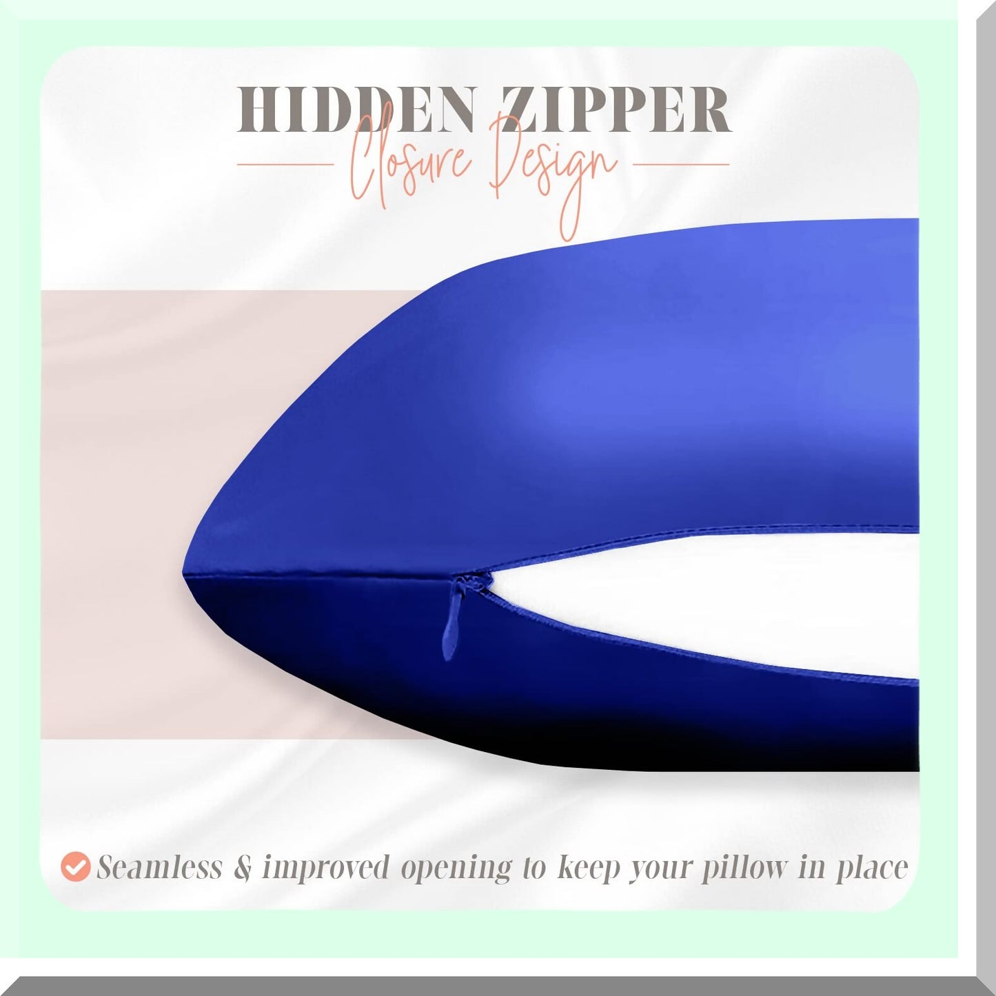 Royal Blue SilkDream Pillowcase Set - Hidden Zipper Closure, Luxurious & Silky, 2-Piece Standard/Queen Size for Healthier Hair, Beautifully Packaged