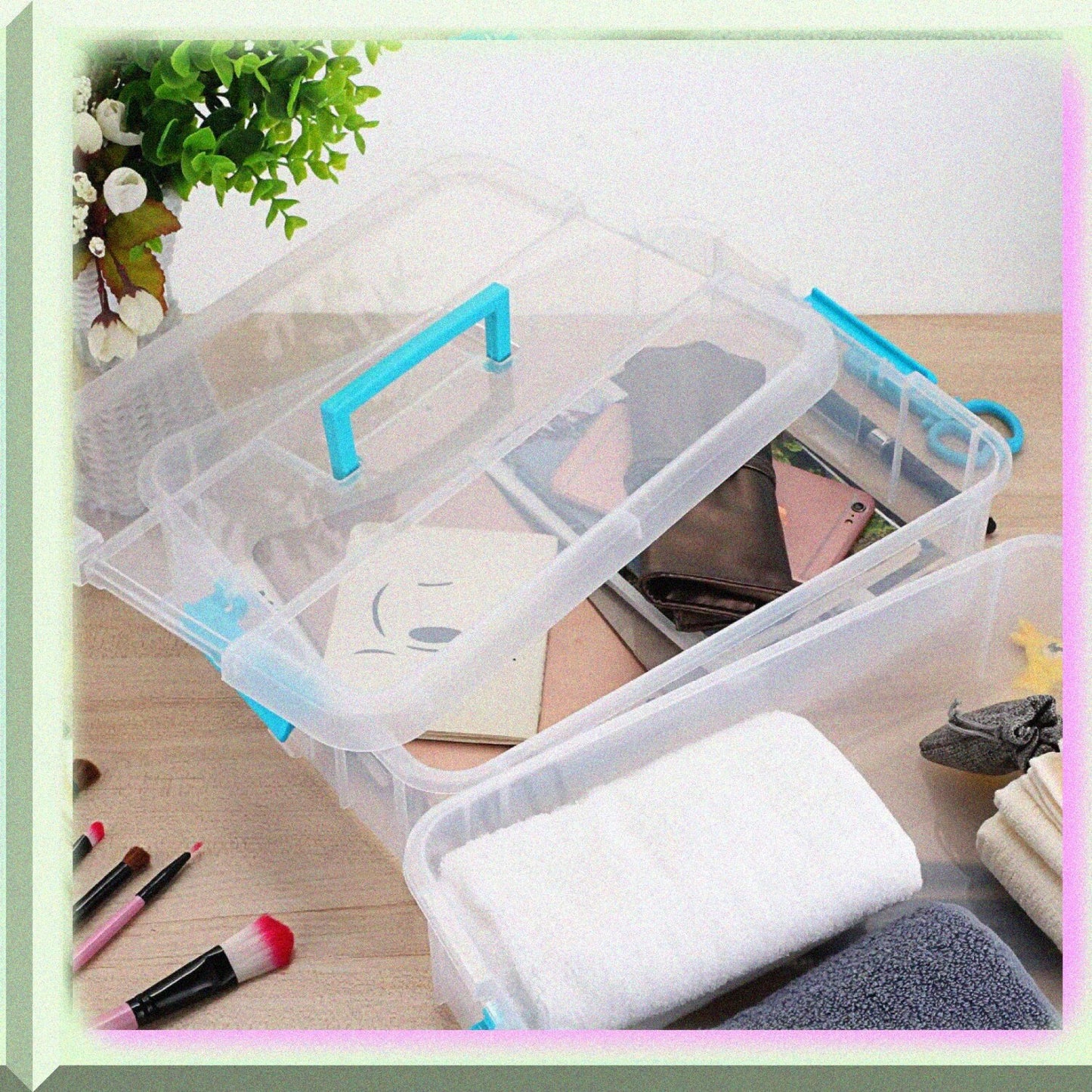 2 Layer Stack Carry Box Blue 35x26.5x18.9cm