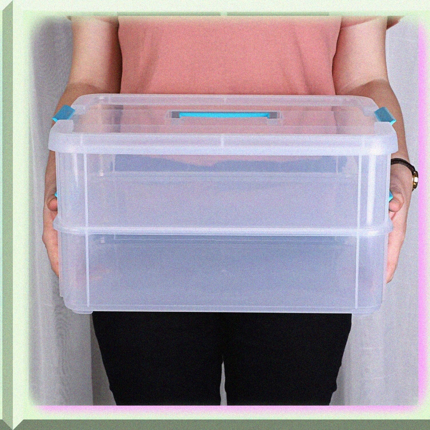 2 Layer Stack Carry Box Blue 35x26.5x18.9cm