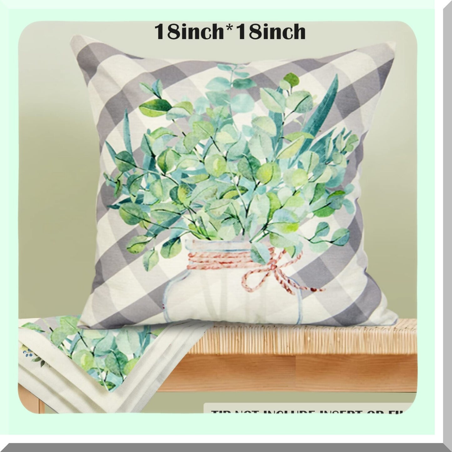 Gray Buffalo Plaid Daisy Farmhouse Pillow Covers