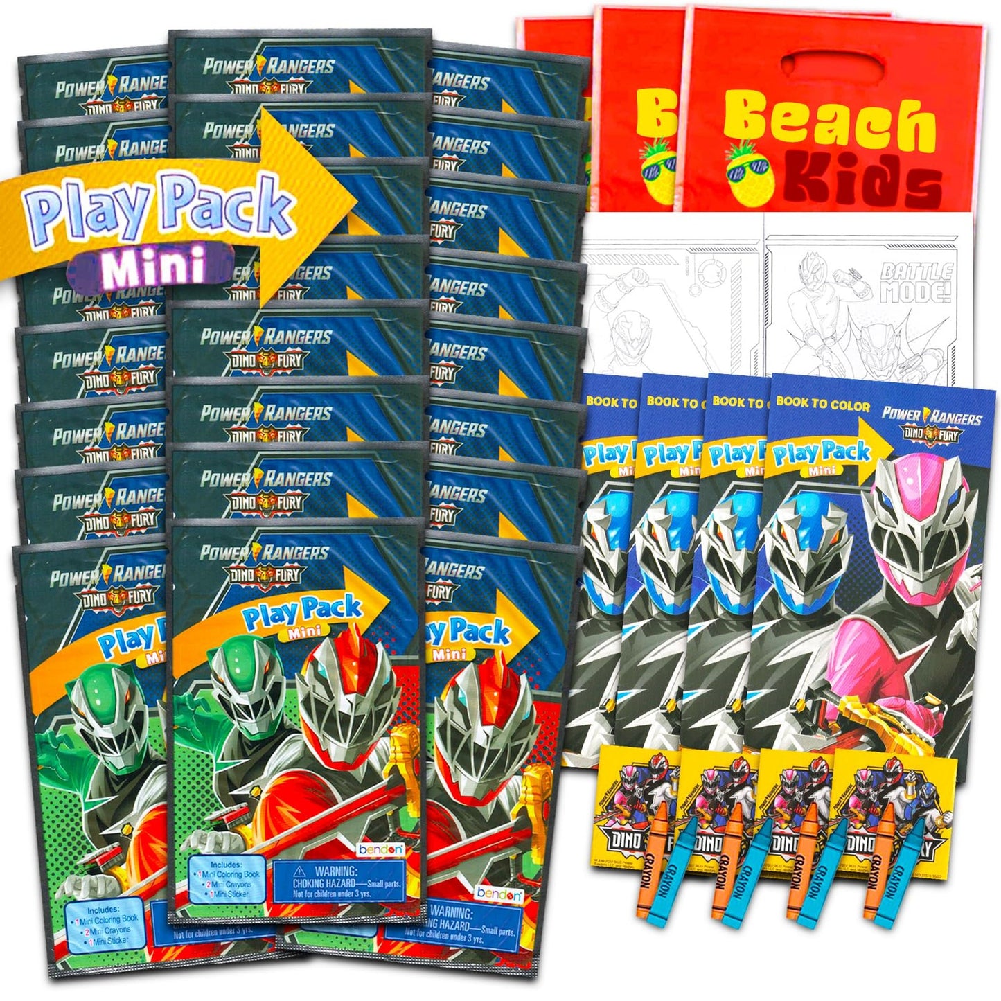 Power Rangers Mini Party Pack - 24 Grab n Go Play Packs with Coloring Pages, Stickers & More! Perfect for Kids Birthday Parties & Favors