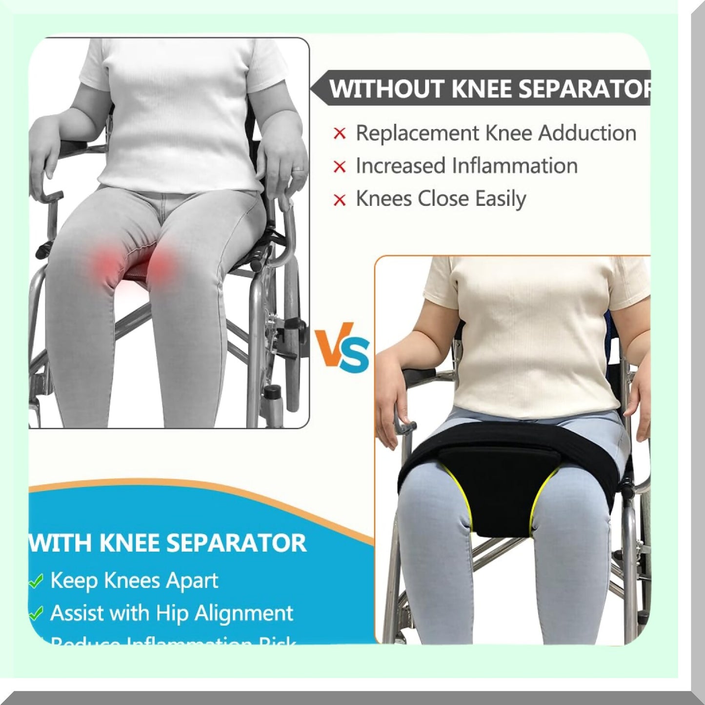 OrthoFoam Knee Relief Wedge - Contoured Hip Surgery Pillow with Leg Strap for Sciatica Pain Relief and Sleeping Comfort