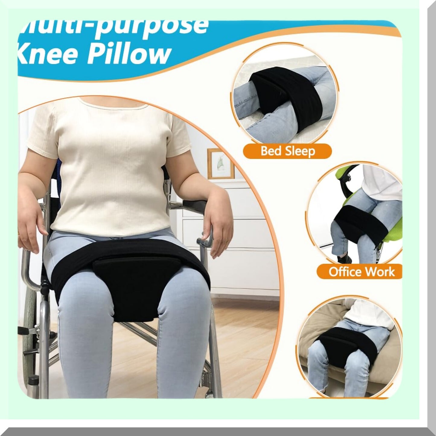 OrthoFoam Knee Relief Wedge - Contoured Hip Surgery Pillow with Leg Strap for Sciatica Pain Relief and Sleeping Comfort