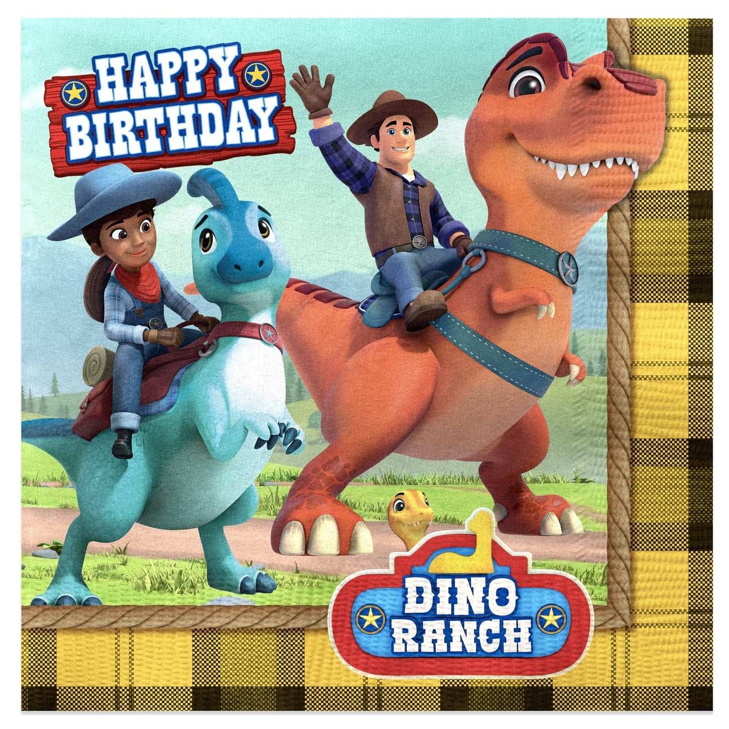Dino Ranch Party Pack - 48 Count Dino Ranch Birthday Napkins - Supplies for Dino Ranch Themed Party Decorations - Dino Ranch Party Essentials
