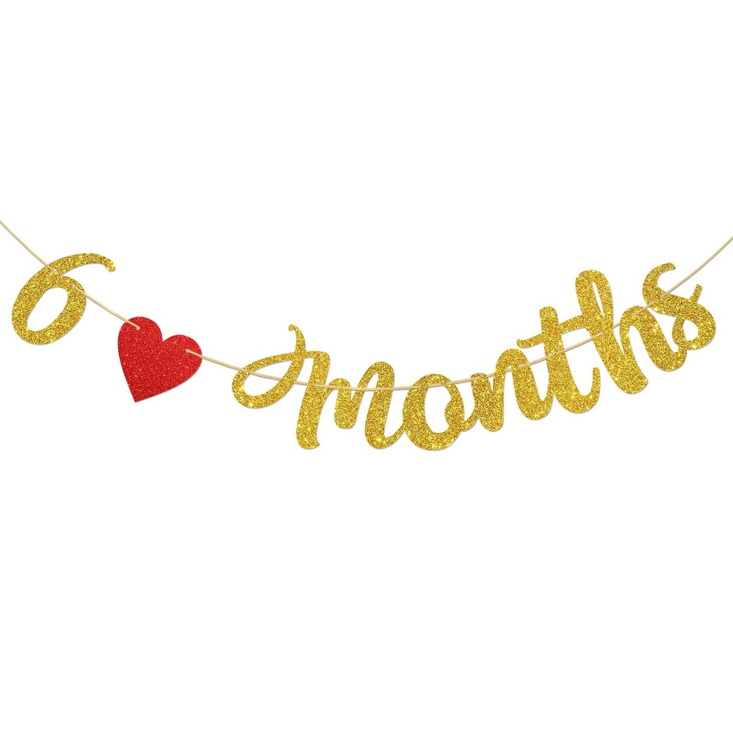 Gold Glitter Half Year Banner - Baby's 6 Month Birthday Party Decorations. Celebrate your little one's milestone with this festive banner!