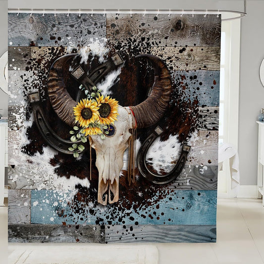 Rustic Cowhide Bathroom Shower Curtain 72x72 inch