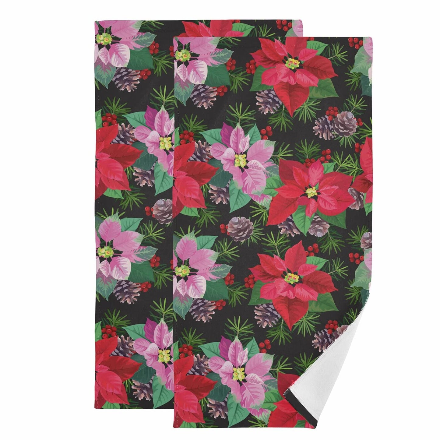 Poinsettia Flowers Hand Towels 28.3x14.4in Set of 2