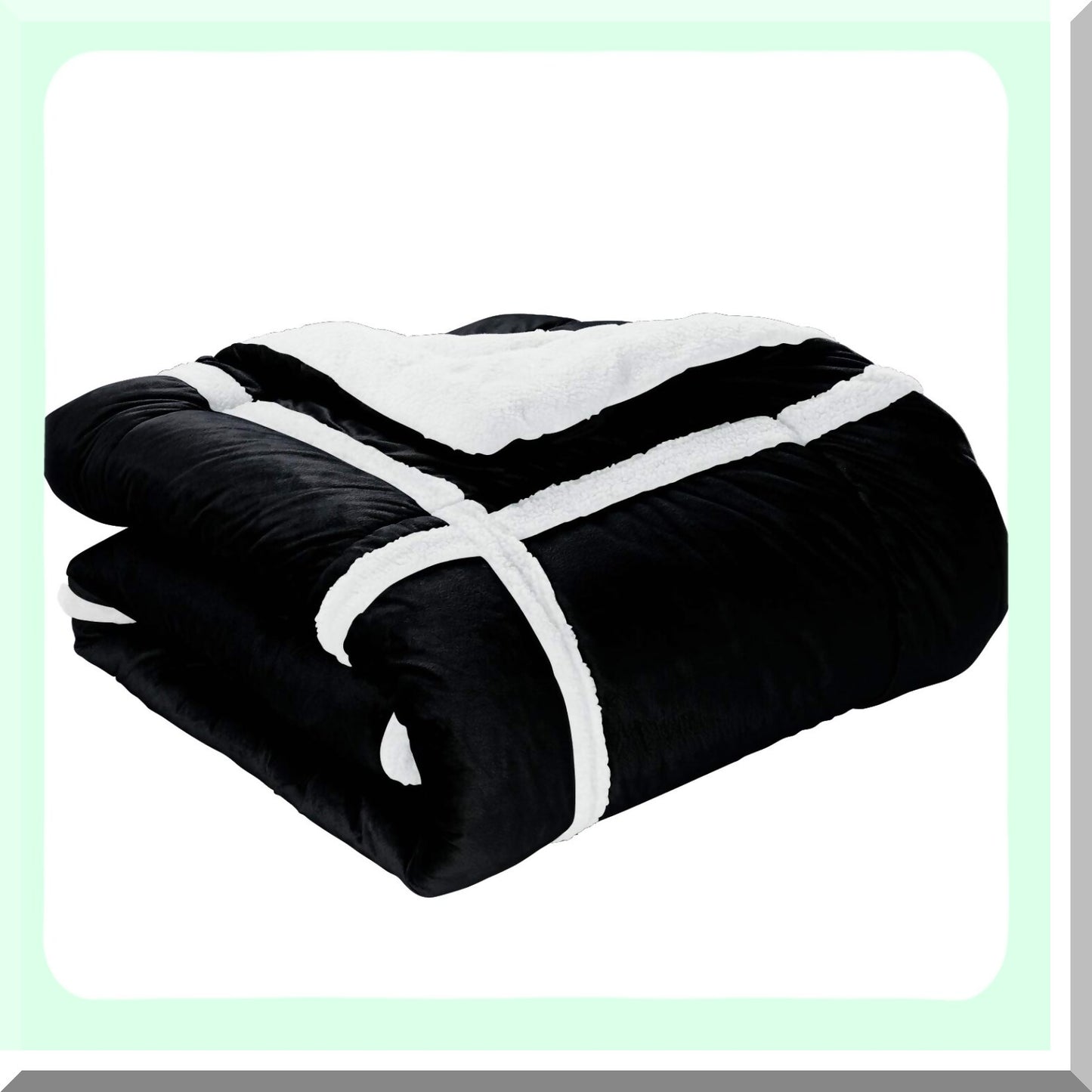 Luxury Plush Stripe Sherpa Comforter Set - Full/Queen Black - Soft Cozy Micromink Down Alternative Micro-Suede Reversible Bedding - Heavy Weight Quality