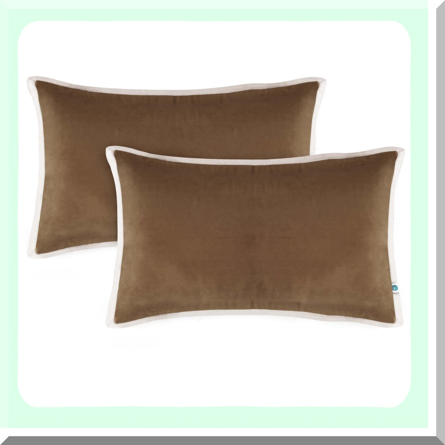 Luxury Velvet Brown Pillow Covers - Set of 2 Soft Solid Decorative Cushion Cases for Sofa & Bedroom 12X20 - Elegant Home Decor Accessories