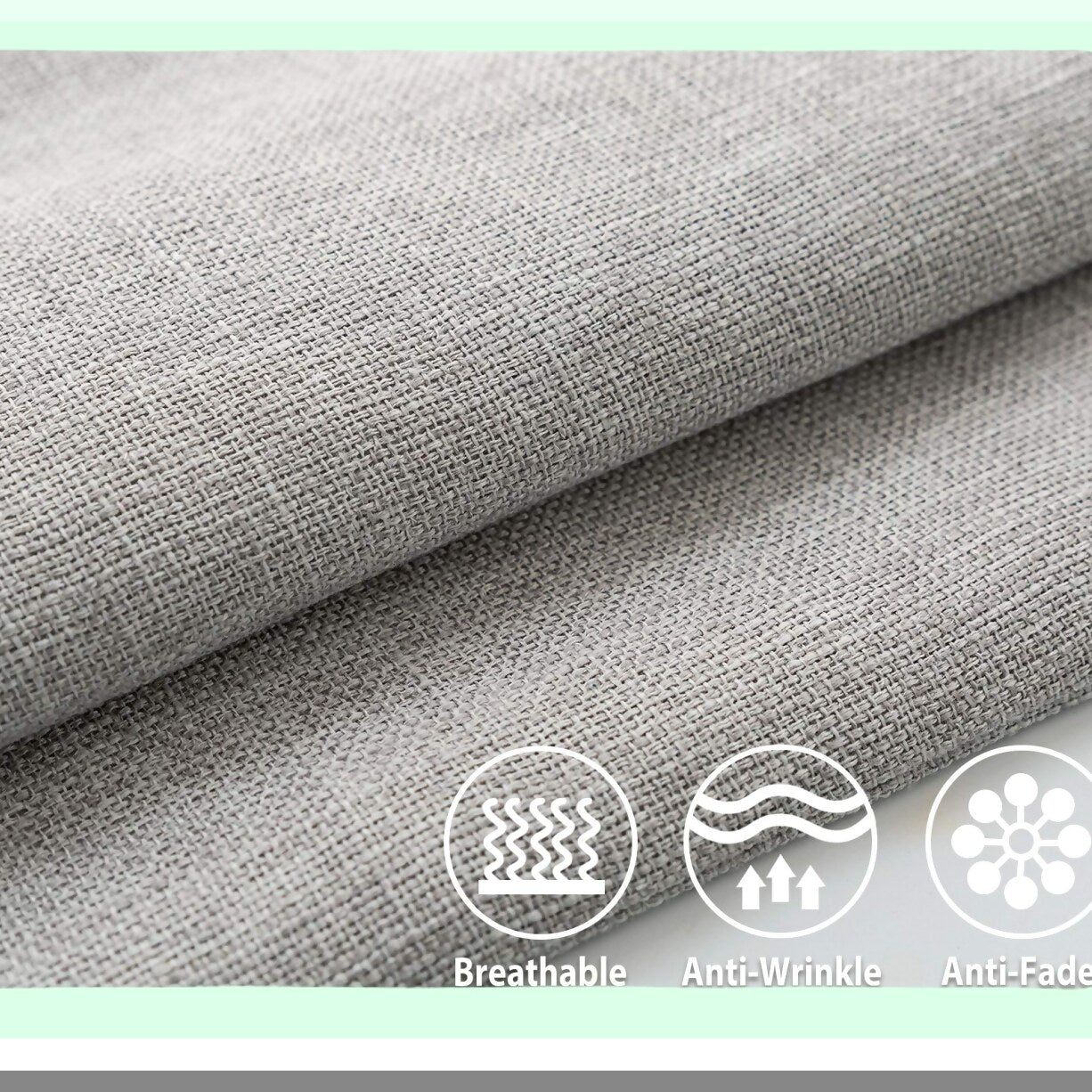 Farmhouse Linen Cushion Covers - Set of 2 Grey Throw Pillow Cases 20x20 inch for Home Decor - Square Burlap Pillow Shams