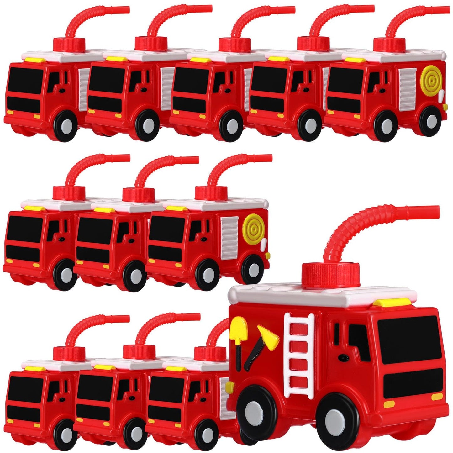TruckTastic Party Cups - Set of 12 Reusable Plastic Cups with Straws, Perfect for Car Themed Birthday Parties and Truck Enthusiasts!
