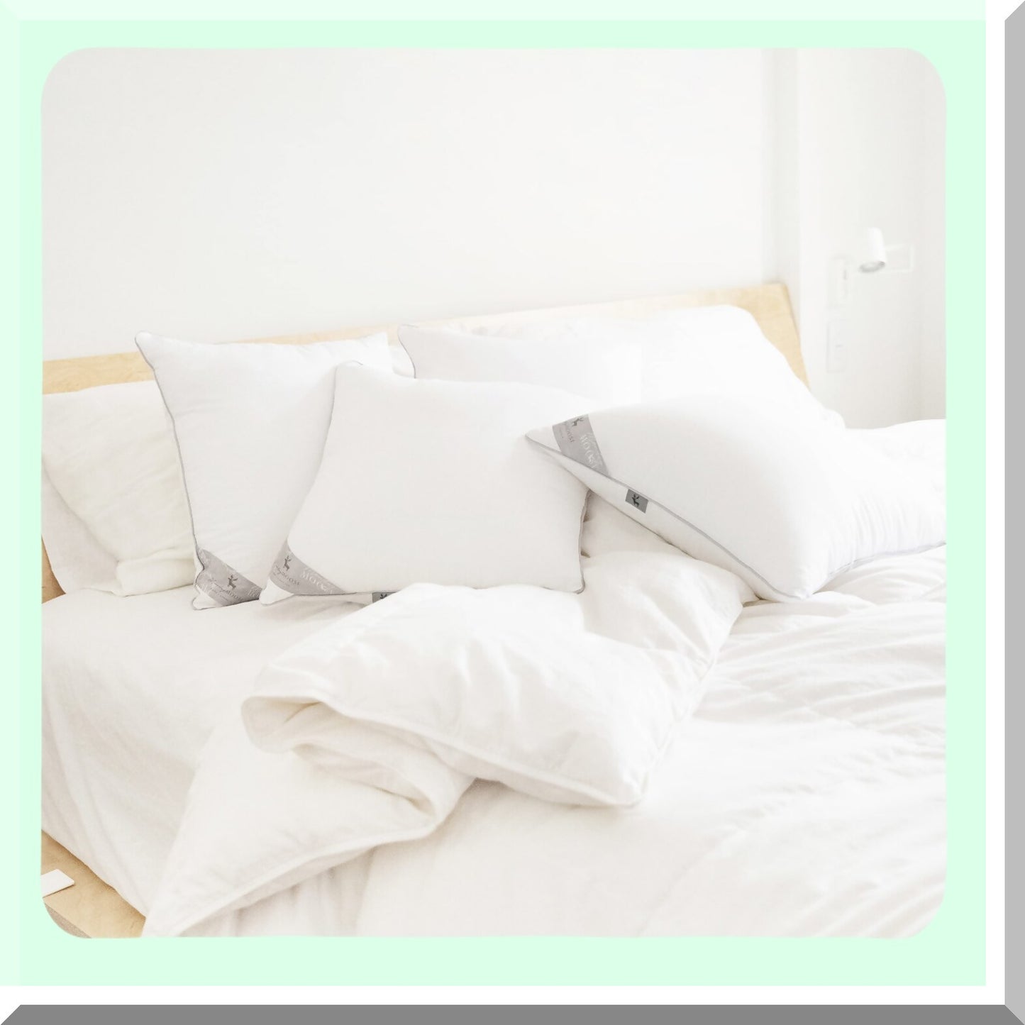 SoftTouch Microfiber Square Pillow Inserts - Set of 4 White Piping Design Cushions for Bed, Couch, Sofa - 20x20 Inch 4-Pack Cozy Pillows