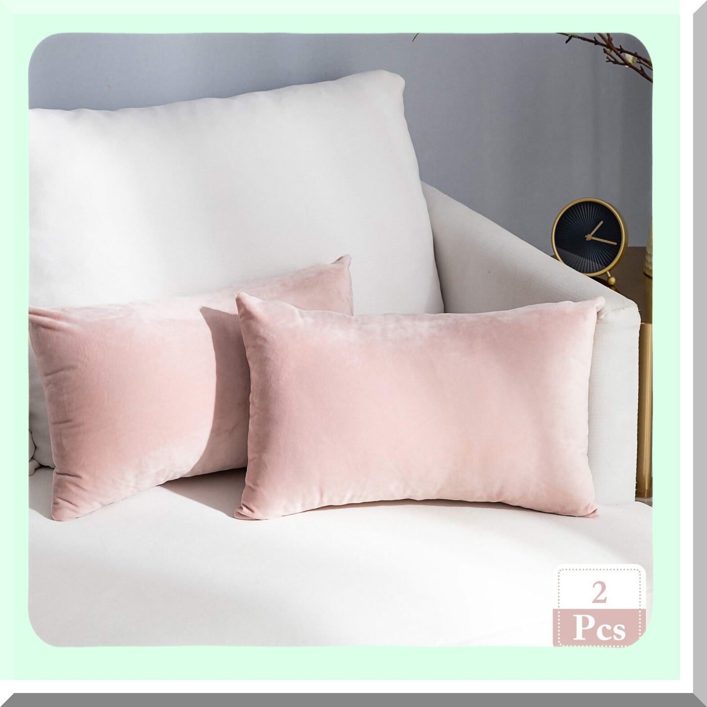 Velvet Bliss Pillowcase Set - Super Soft Rectangle Throw Pillow Covers for Bed Couch Sofa Bench - Pack of 2 - 12 x 20 inch (30 x 50 cm) - Pink