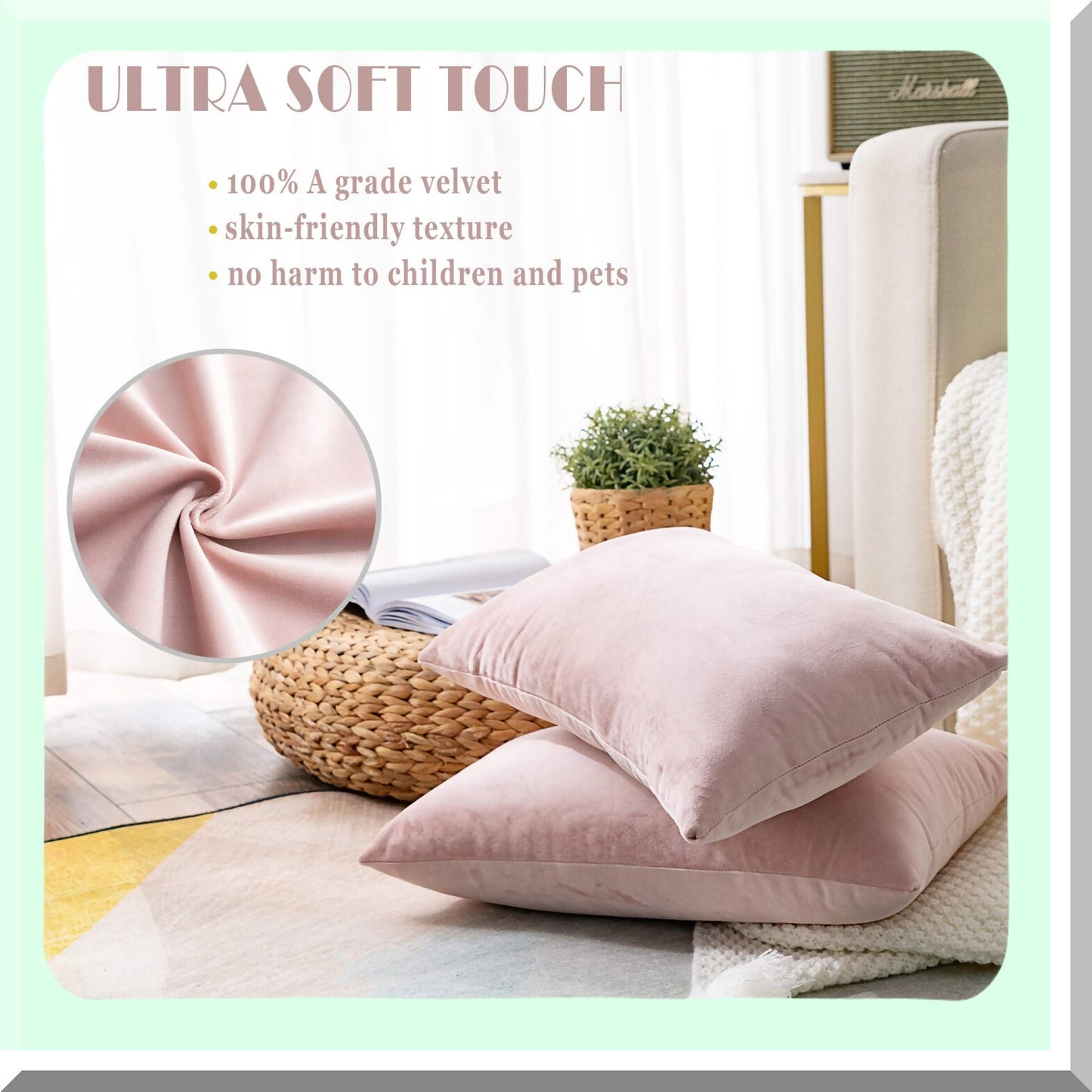Velvet Bliss Pillowcase Set - Super Soft Rectangle Throw Pillow Covers for Bed Couch Sofa Bench - Pack of 2 - 12 x 20 inch (30 x 50 cm) - Pink
