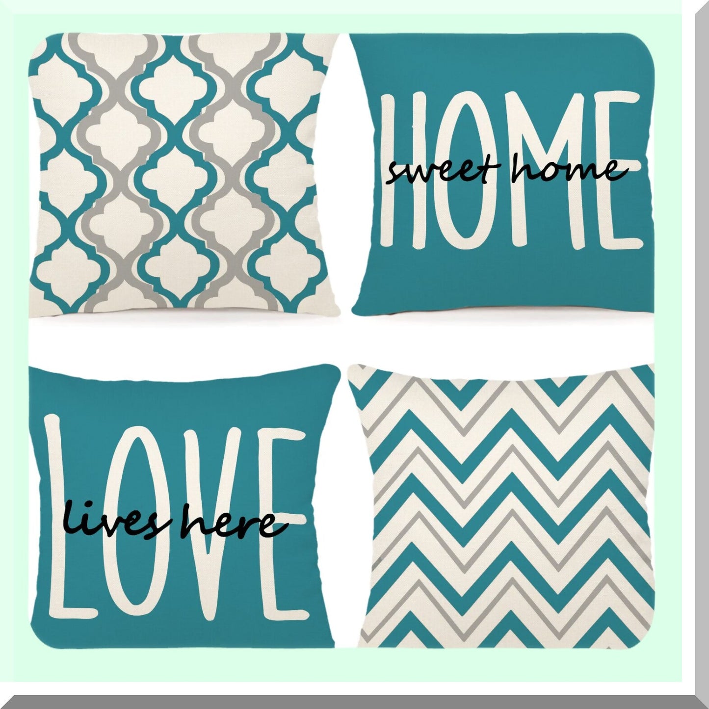 Rustic Linen Farmhouse Pillow Set - 16x16 Decorative Cushion Covers for Couch & Bedroom - Square Throw Pillows - Home Decor Accent - Set of 4