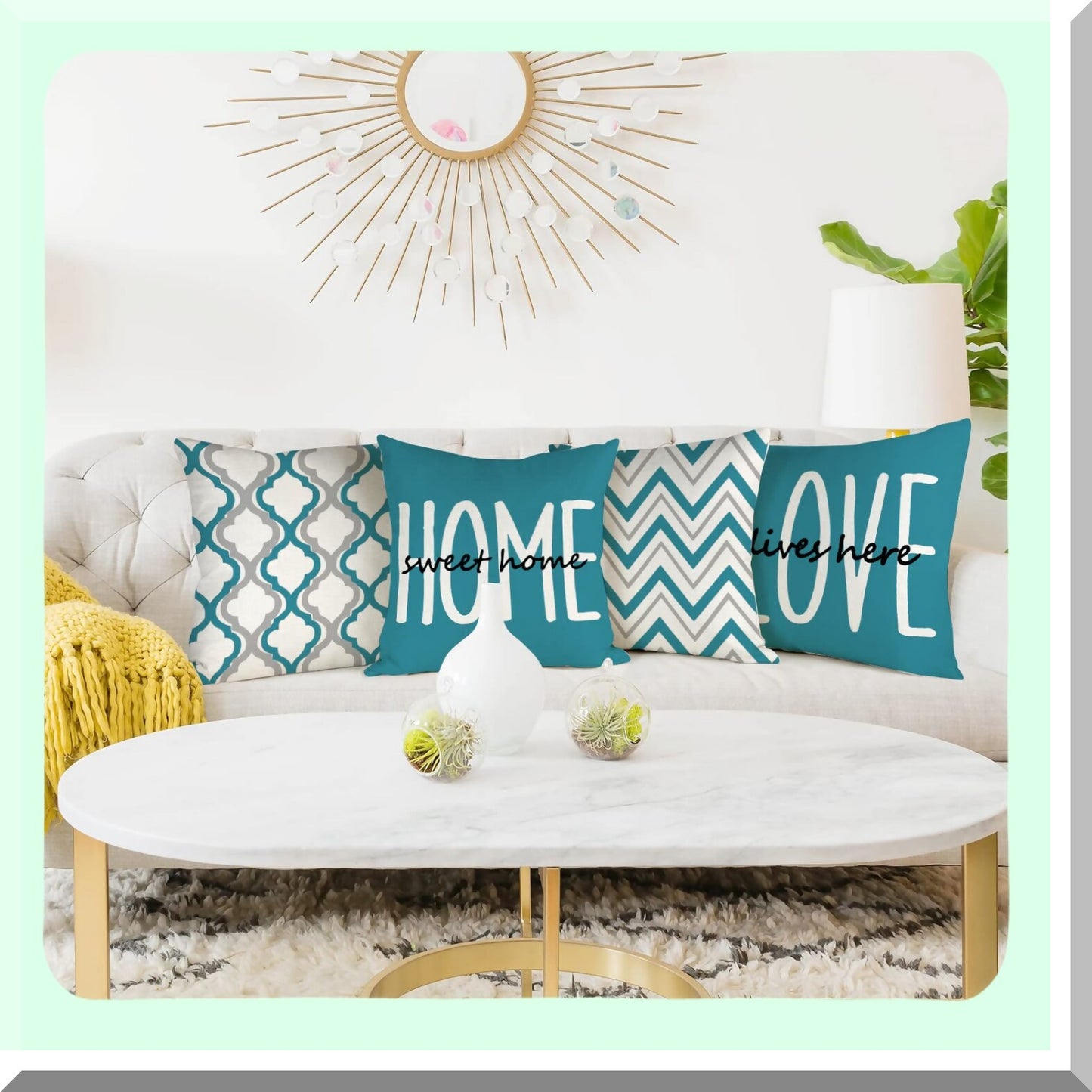 Rustic Linen Farmhouse Pillow Set - 16x16 Decorative Cushion Covers for Couch & Bedroom - Square Throw Pillows - Home Decor Accent - Set of 4