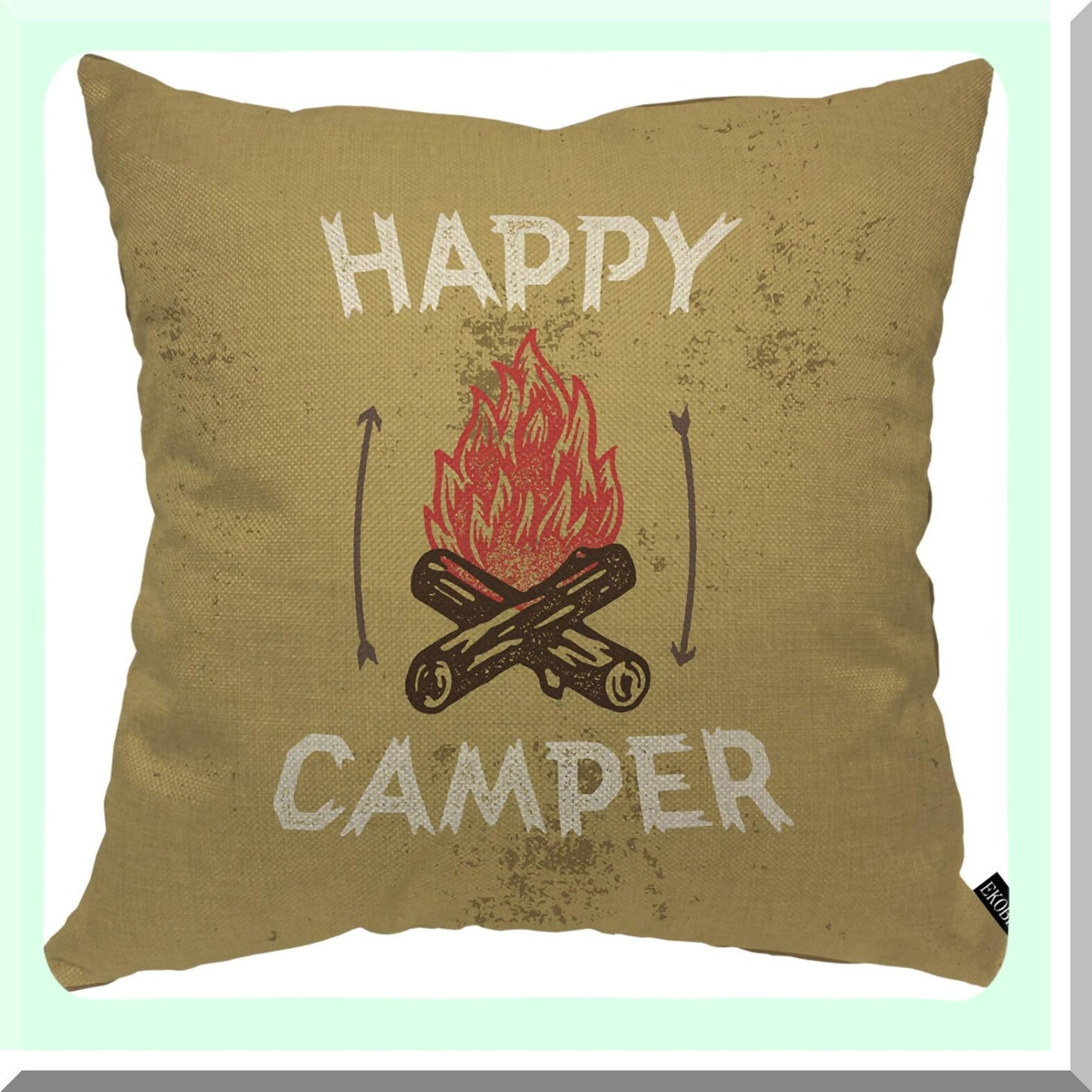 Adventure Woods Campfire Pillow Cover - Cozy Forest Wildlife Cushion Case for Home Decor - 18x18 Inch Square Throw Pillow for Men, Women, Boys, Girls