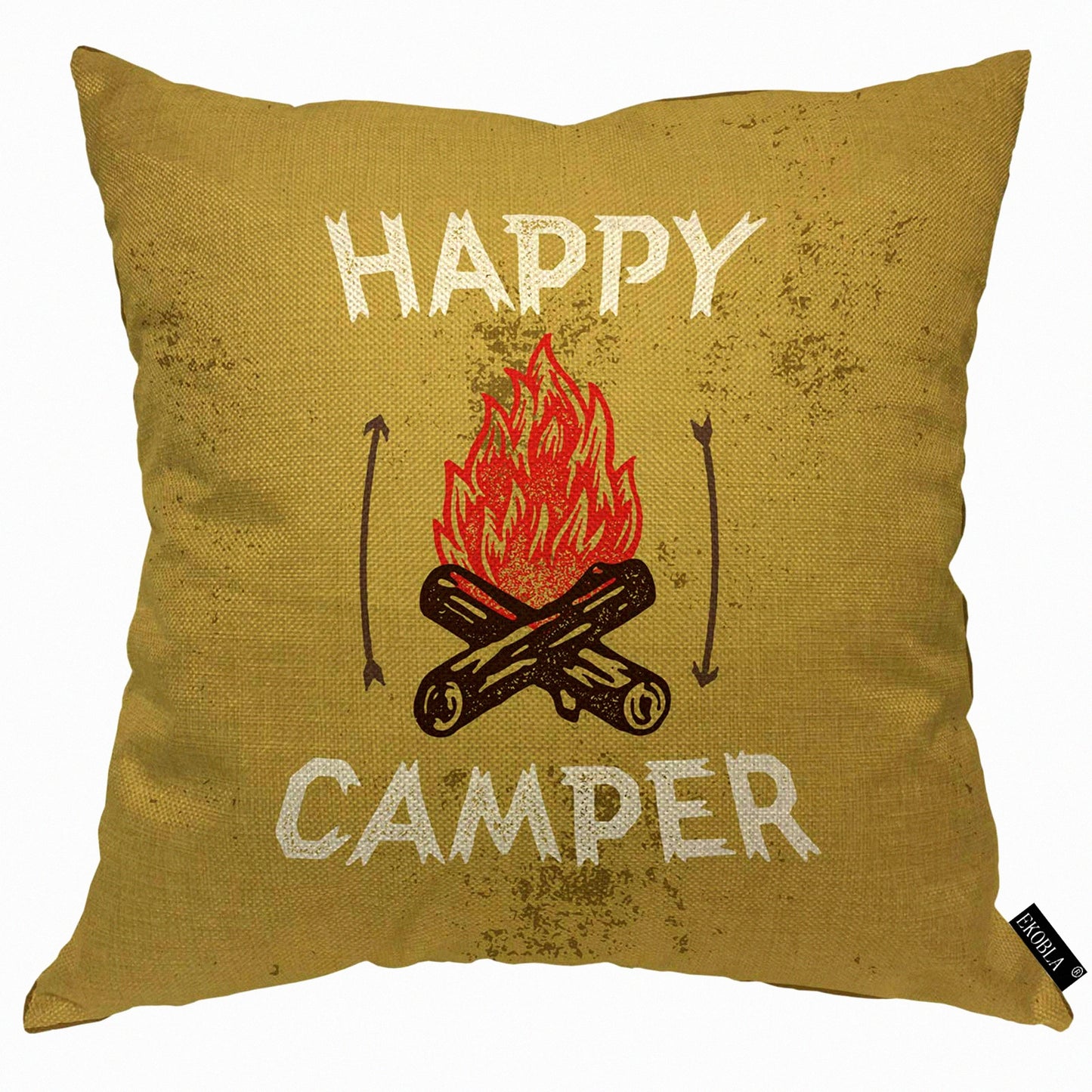 Adventure Woods Campfire Pillow Cover - Cozy Forest Wildlife Cushion Case for Home Decor - 18x18 Inch Square Throw Pillow for Men, Women, Boys, Girls