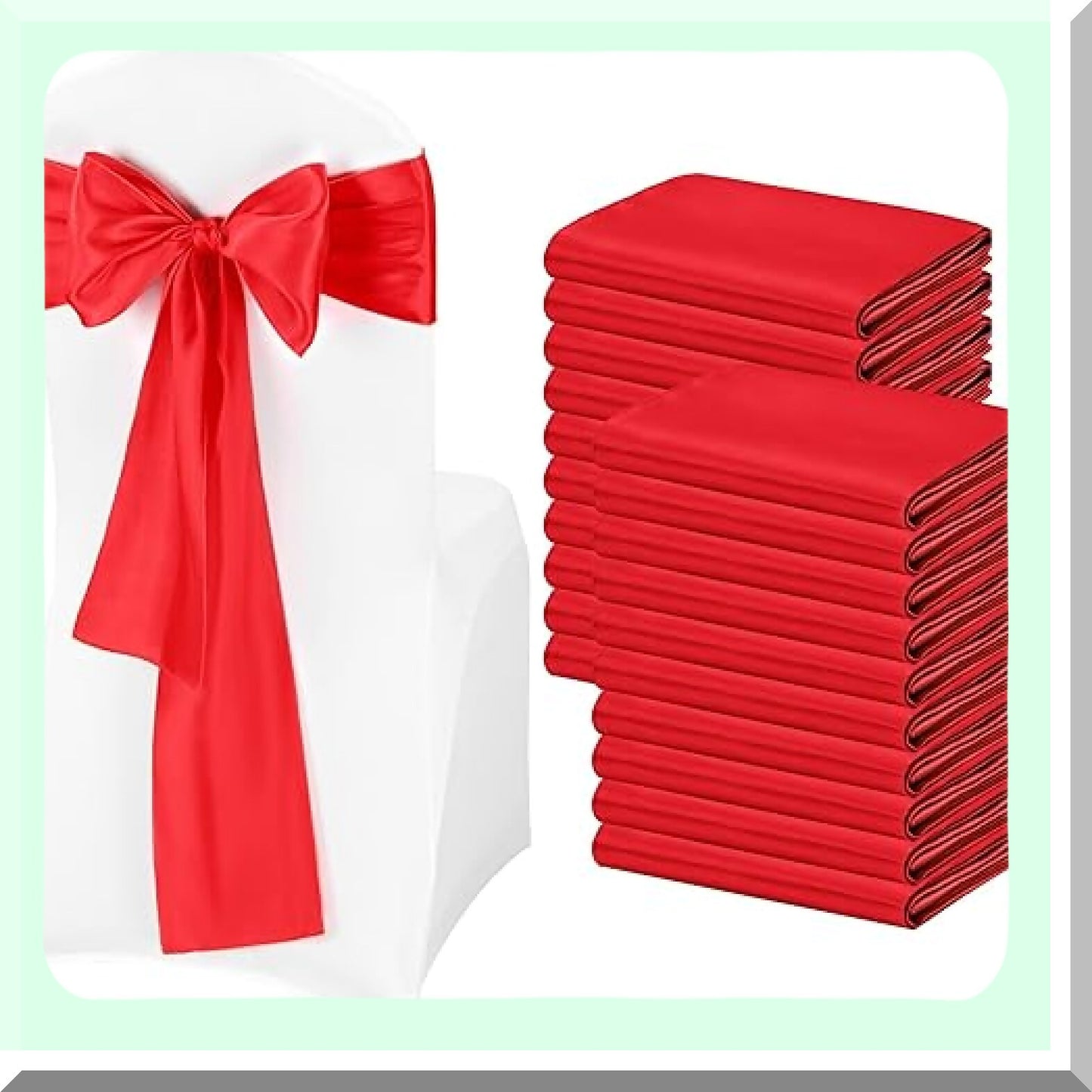 50PCS Red Chair Sashes for Wedding and Event Decoration