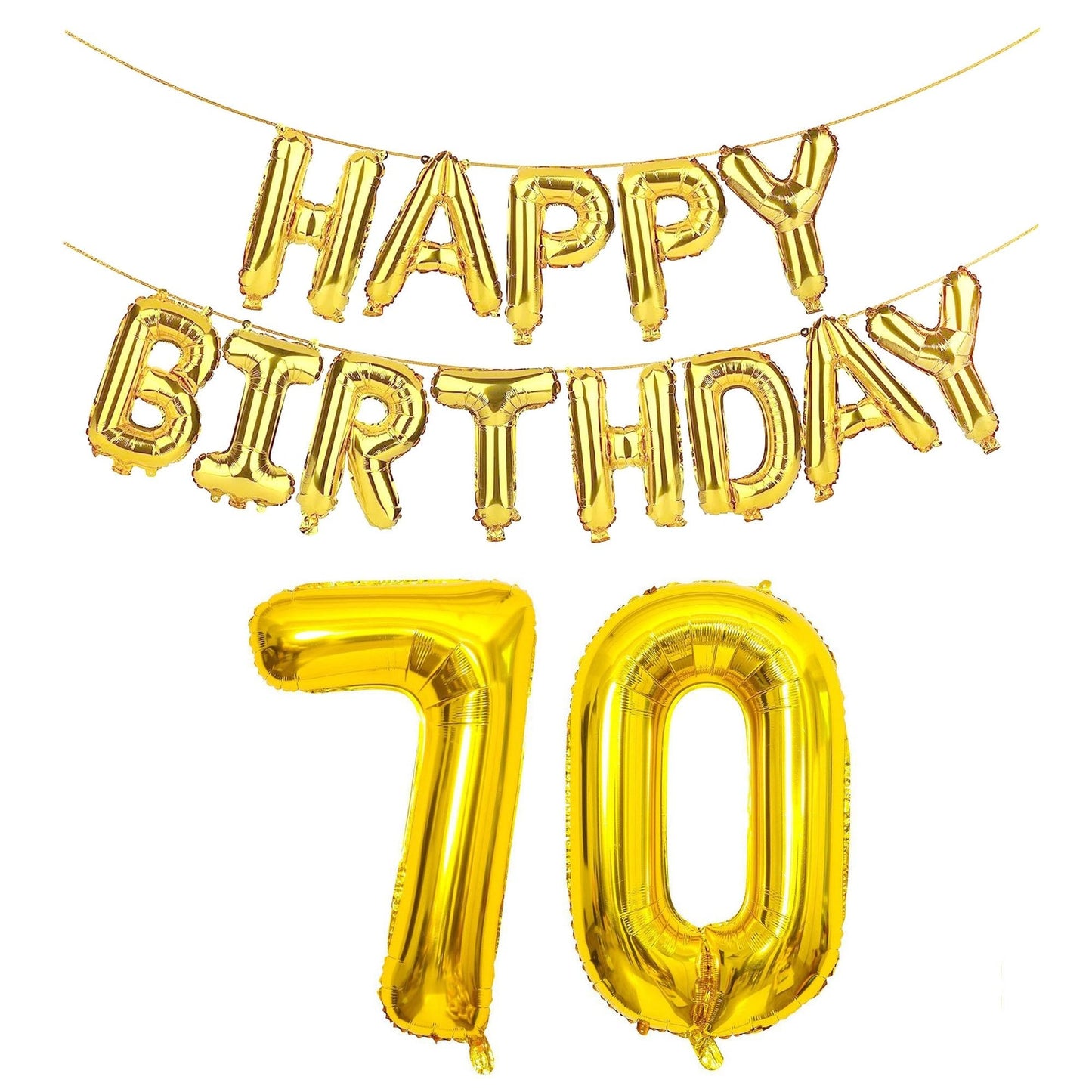 Golden Age Celebration Kit - Giant Number 70 Balloon Set with Happy Birthday Banner - Perfect Decor for 70th Birthday Party Events!