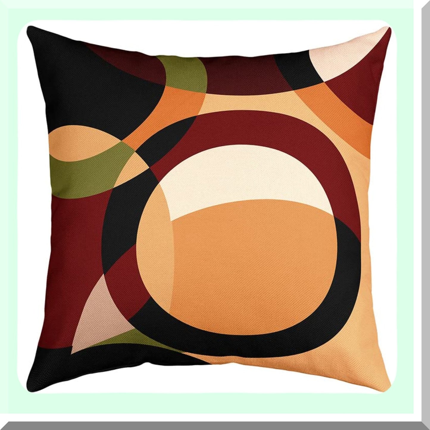 GeoStripe Decorative Pillow Cover Set - Brown Red Green Square Cushion Case for Couch Sofa Bedroom Living Room - Soft Geometry Stripe Line Design - Pack of 4, 16x16 Inches